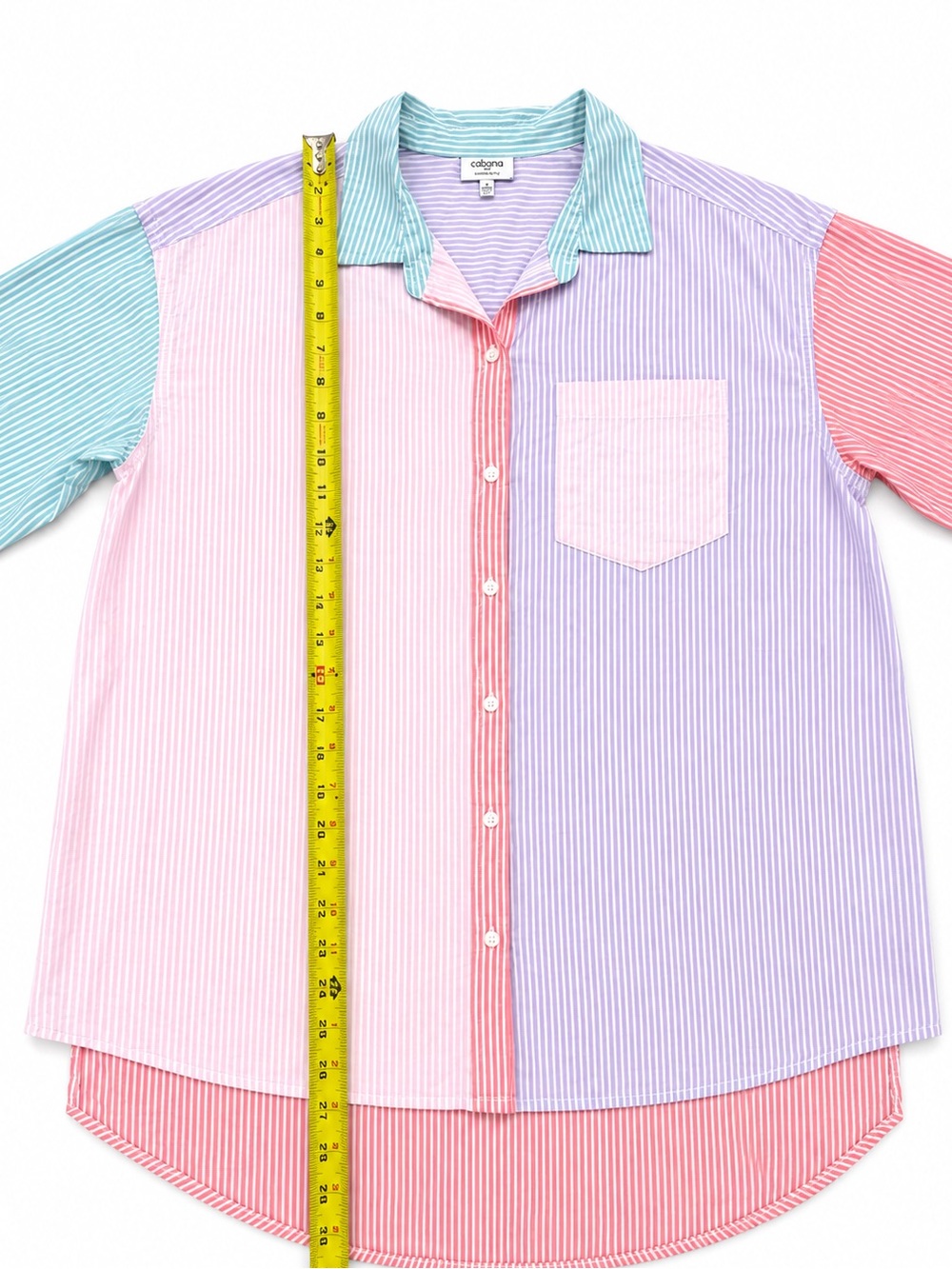 Cabana Crown & Ivy Pastel Colorblock Striped Button-Down Shirt - Small - Picture 8 of 8